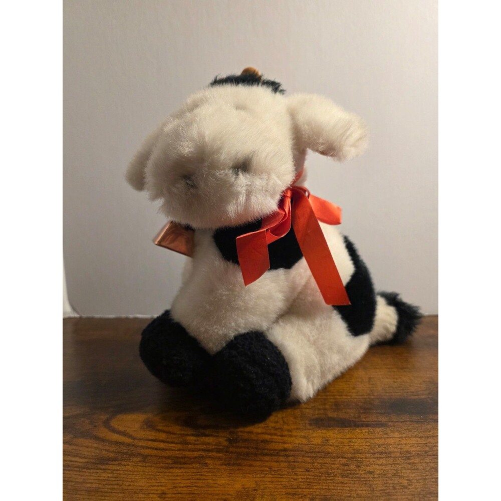 GUND Plush Cow Stuffed Animal with Red Ribbon and Bell 10"